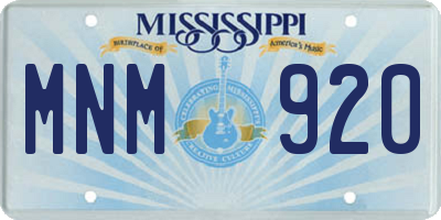 MS license plate MNM920