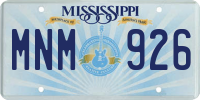 MS license plate MNM926