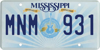 MS license plate MNM931