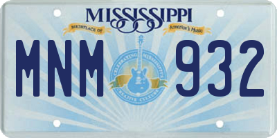 MS license plate MNM932