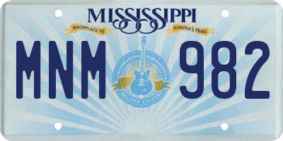 MS license plate MNM982