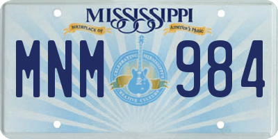 MS license plate MNM984