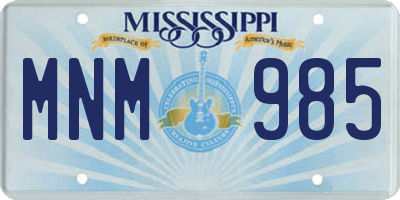 MS license plate MNM985