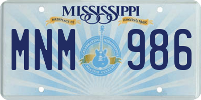 MS license plate MNM986