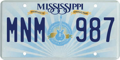 MS license plate MNM987
