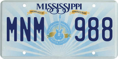 MS license plate MNM988