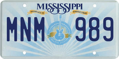 MS license plate MNM989