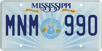 MS license plate MNM990