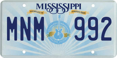 MS license plate MNM992