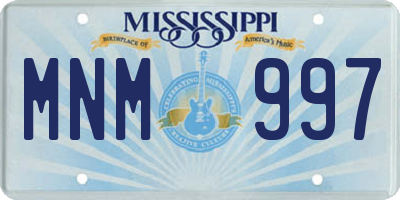 MS license plate MNM997