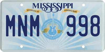 MS license plate MNM998
