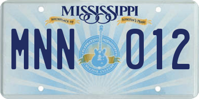 MS license plate MNN012