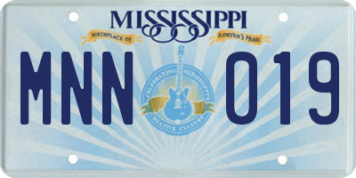 MS license plate MNN019