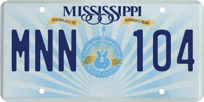 MS license plate MNN104