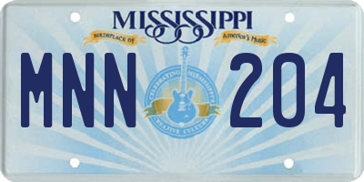 MS license plate MNN204