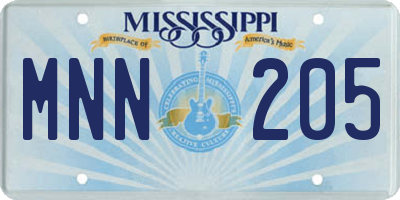 MS license plate MNN205