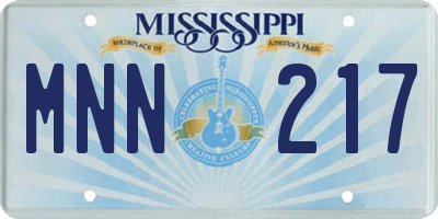 MS license plate MNN217