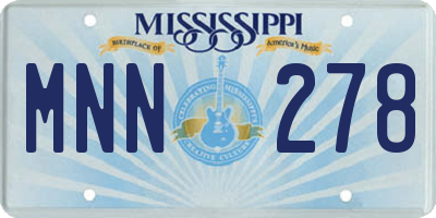 MS license plate MNN278