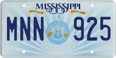 MS license plate MNN925