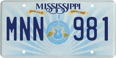 MS license plate MNN981