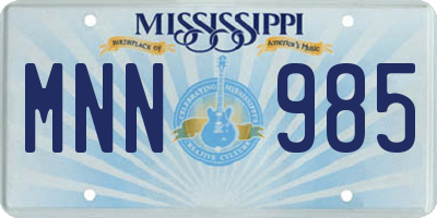 MS license plate MNN985