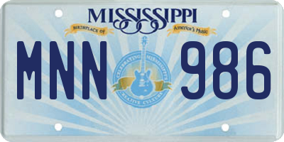 MS license plate MNN986