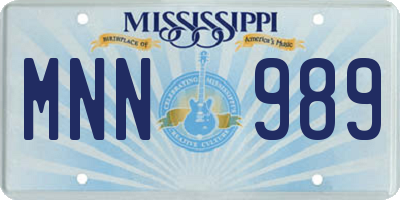 MS license plate MNN989