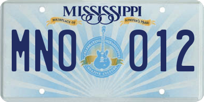 MS license plate MNO012