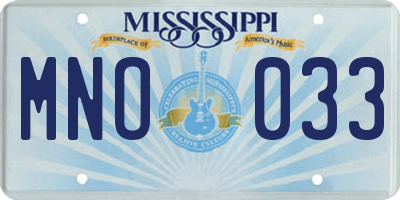 MS license plate MNO033