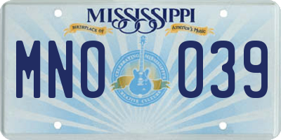 MS license plate MNO039