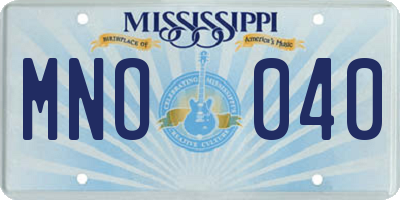 MS license plate MNO040