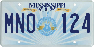 MS license plate MNO124