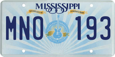 MS license plate MNO193