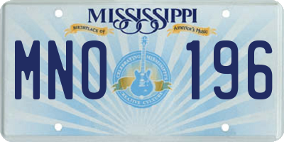 MS license plate MNO196