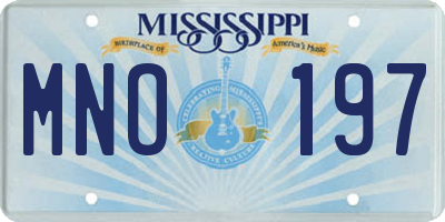 MS license plate MNO197