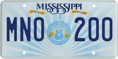 MS license plate MNO200