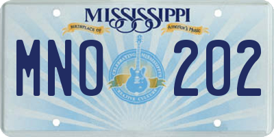 MS license plate MNO202