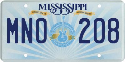 MS license plate MNO208