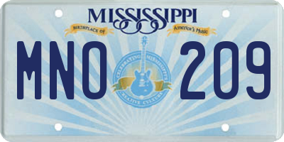 MS license plate MNO209