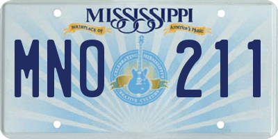 MS license plate MNO211
