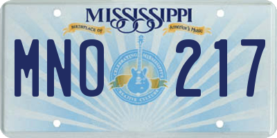 MS license plate MNO217