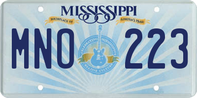 MS license plate MNO223