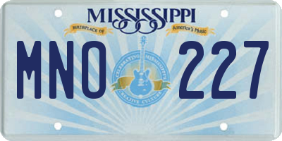 MS license plate MNO227