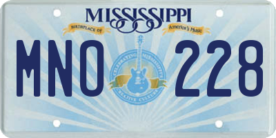 MS license plate MNO228