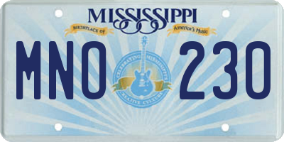 MS license plate MNO230