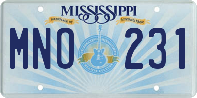 MS license plate MNO231