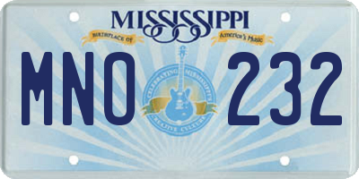 MS license plate MNO232