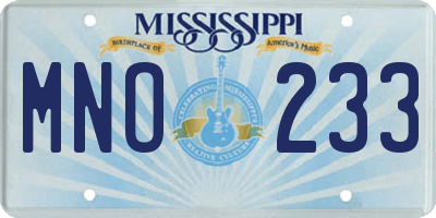 MS license plate MNO233