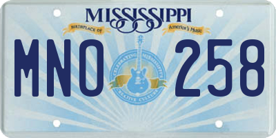 MS license plate MNO258
