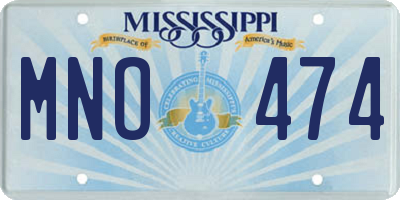MS license plate MNO474